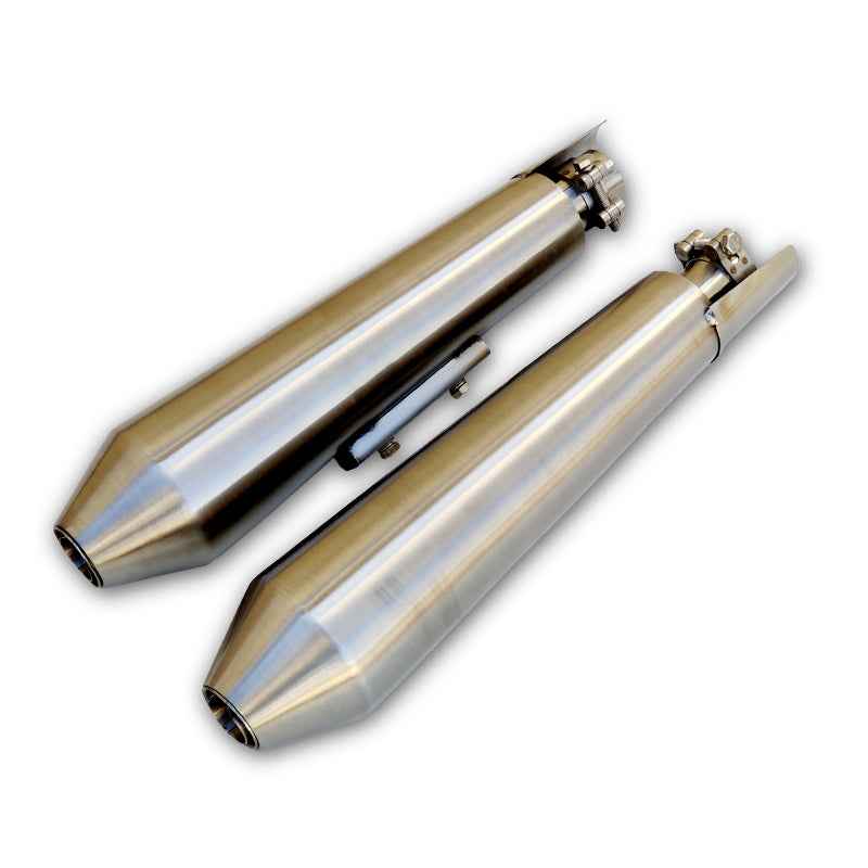 Powerage Slip-Ons Exhaust For RE 650 Twins Brushed Steel Finish - Short - Image 2