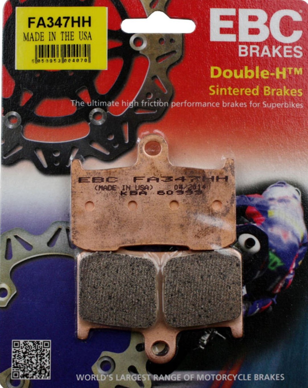 EBC Double-H Sintered Front Brake Pads for Indian Chief Tain Cast (FA347HH)
