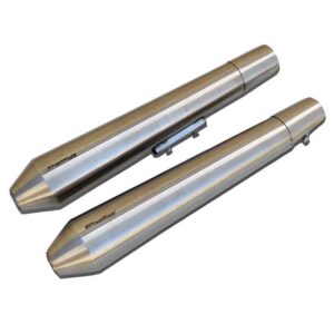 Powerage Slip-Ons Exhaust For RE 650 Twins Brushed Steel Finish - Long