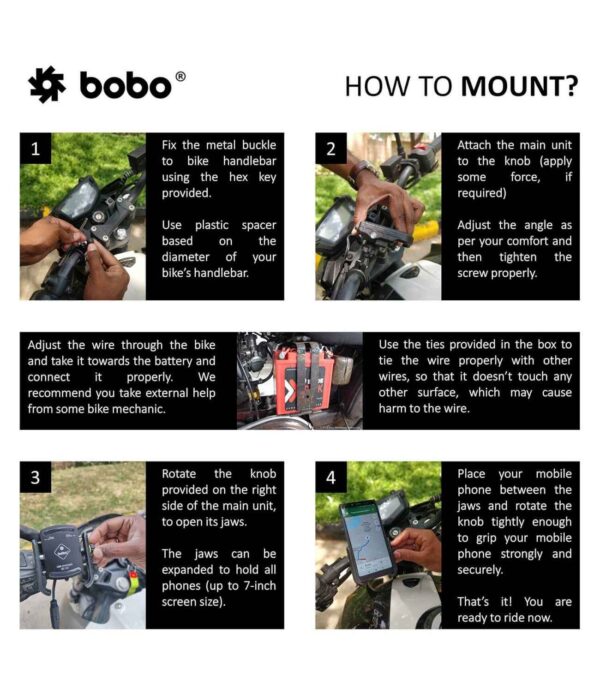 BOBO BM1 Pro Motorcycle Phone Holder (with fast USB 3.0 charger) - Image 5