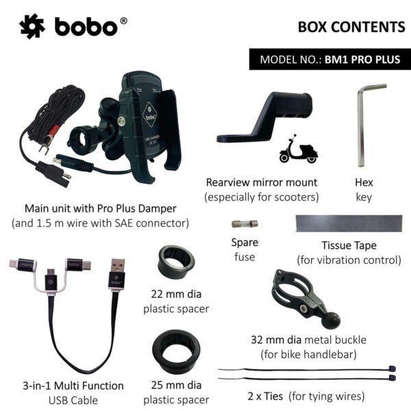 BOBO BM1 PRO PLUS Jaw-Grip Bike Phone Holder with Vibration Damper USB 3.0 - Image 3