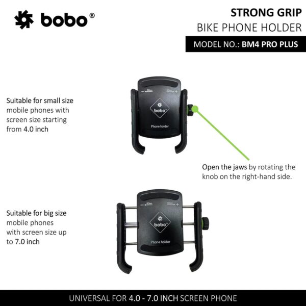 BOBO BM4 PRO PLUS Jaw-Grip Bike Phone Holder with PRO PLUS Vibration Damper Motorcycle Mobile Mount - Image 2