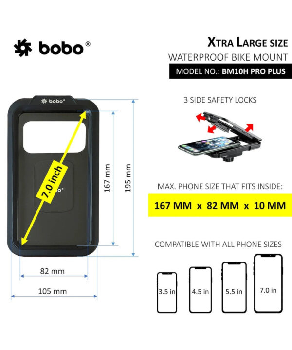 BOBO BM10H PRO PLUS Fully Waterproof Bike / Cycle Phone Holder with PRO PLUS Vibration Damper Motorcycle Mobile Mount - Image 2