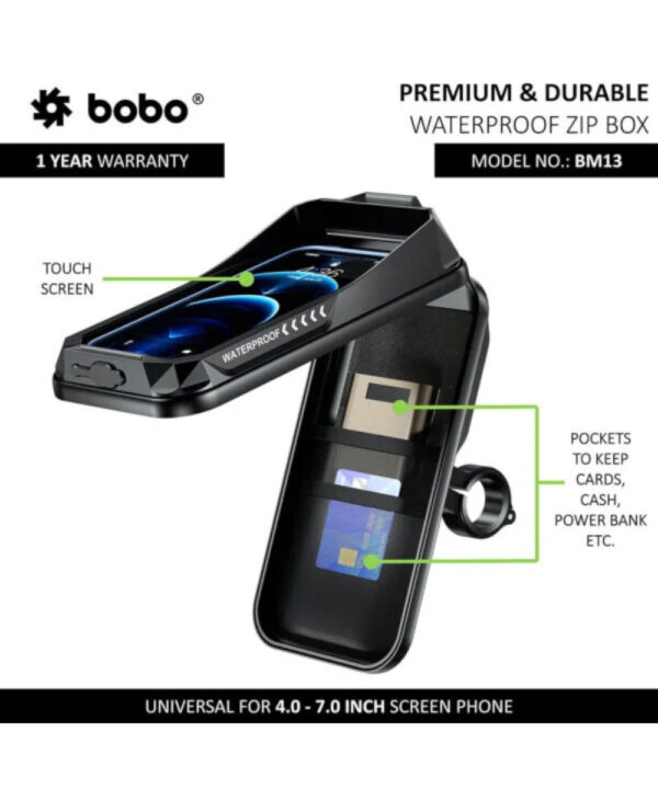 BOBO BM13 Waterproof Zip Box Bike / Cycle Phone Holder Motorcycle Mobile Mount - Image 4