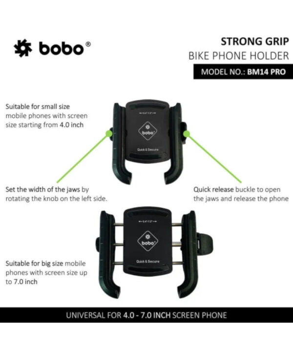 BOBO BM14 PRO X Quick Release with PRO X Vibration Controller Enhanced BM4 PRO Bike / Cycle Phone Holder Motorcycle Mobile Mount - Image 3