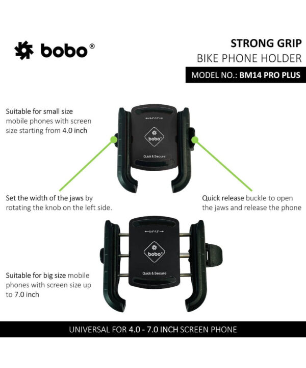 BOBO BM14 PRO PLUS Quick Release with PRO PLUS Vibration Damper Enhanced BM4 PRO PLUS Bike / Cycle Phone Holder Motorcycle Mobile Mount - Image 2