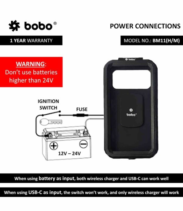BOBO BM11H Motorcycle Phone Holder With Charger - Image 5