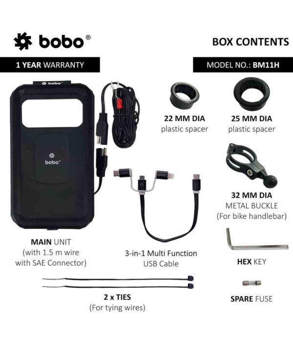BOBO BM11H Motorcycle Phone Holder With Charger - Image 6