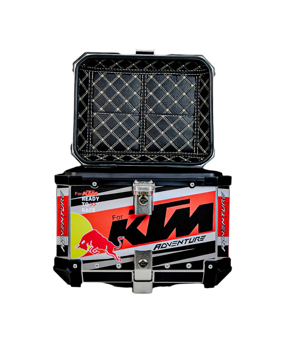 LGP Premium Aluminium KTM Graphics 45 Litres Top Box - Free Backrest and Balaclava - Image 4