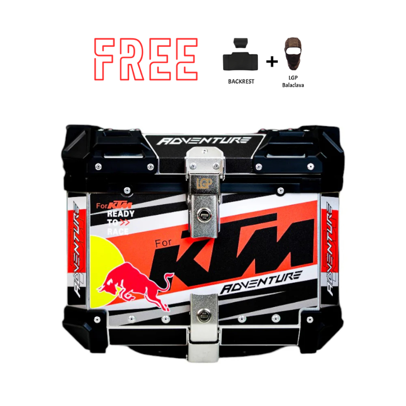 LGP Premium Aluminium KTM Graphics 45 Litres Top Box - Free Backrest and Balaclava - Image 8